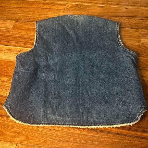 Vintage come on‎ strong denim Sherpa vest men's xl warm grunge distressed biker - Picture 7 of 11